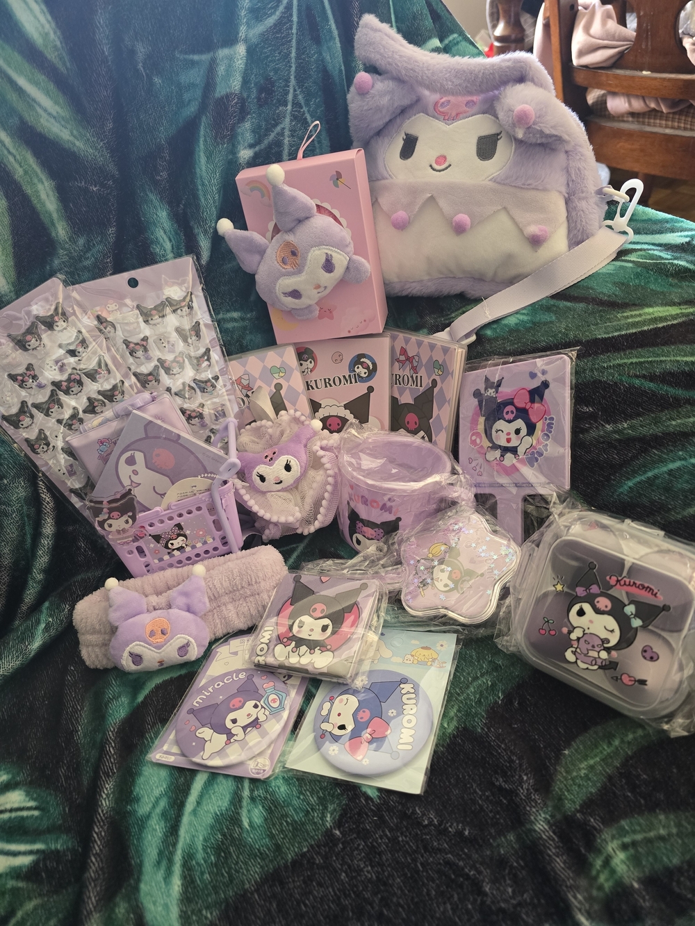 Kuromi Plush Crossbody Bag in Lavender - Cute Character Shoulder Bag
